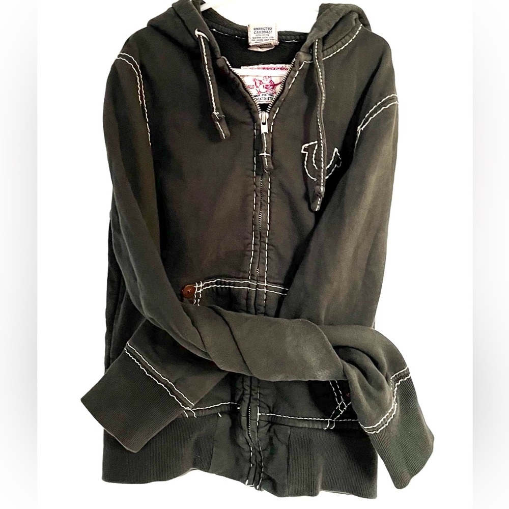 True Religion Girls' Olive Green Full Zip Hoodie